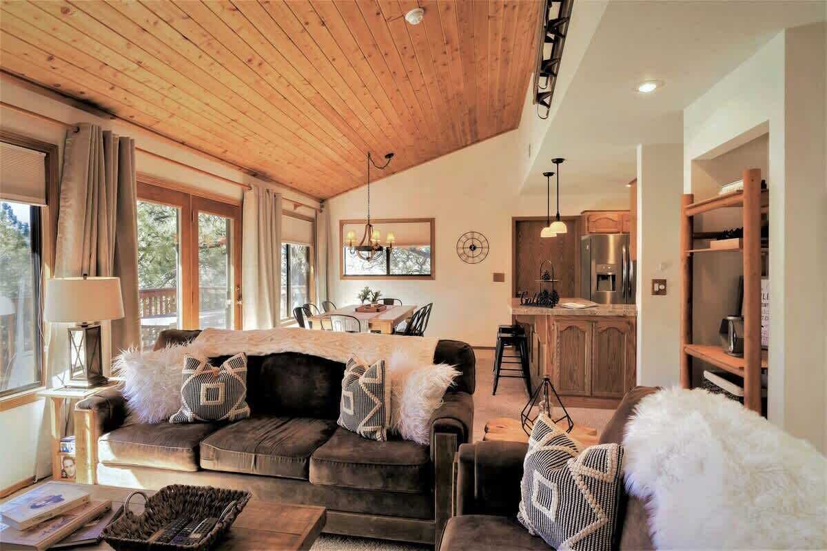 Televisión, chimenea, reproductor de DVD y oficina 