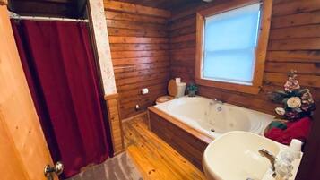 Shower, jetted tub, hair dryer