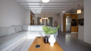 Selene Villa with Private Pool and Sea View | Living area | LED TV