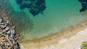 On the beach, beach towels, windsurfing