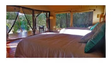 Luxury Tent | Desk, blackout drapes, bed sheets