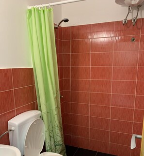 Căn hộ, 1 phòng ngủ (1) | Phòng tắm | Buồng tắm vòi sen, máy sấy tóc, khăn tắm, xà phòng