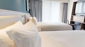 In-room safe, desk, laptop workspace, blackout curtains