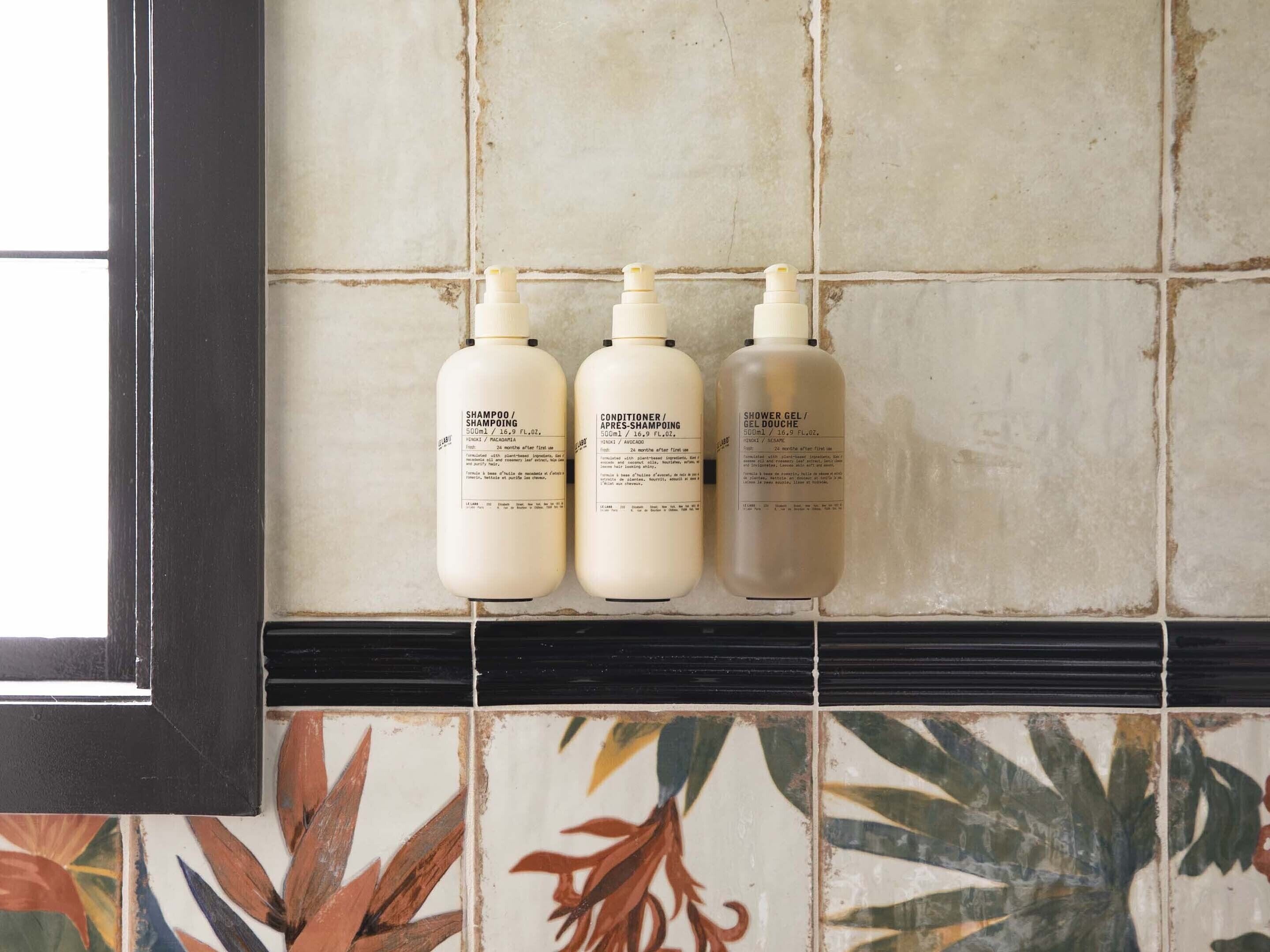 shower, rainfall showerhead, designer toiletries, hair dryer