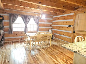 Dining - True Log Cabin~ 4 Queen Beds~ 3 Bathrooms~ 3 Levels~ Hot Tub~ Private (Gatlinburg)