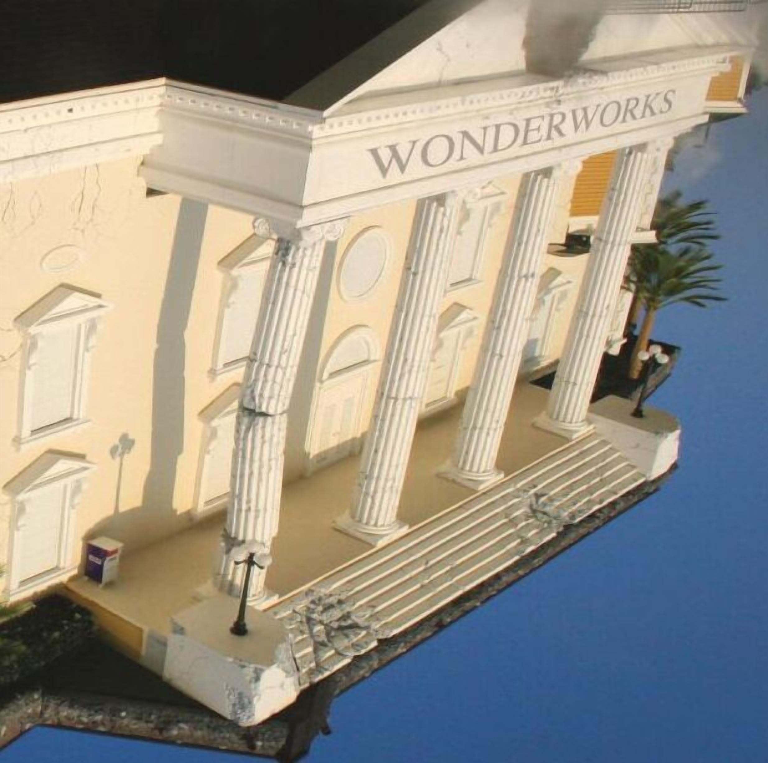 A model of a building with the sign "WONDERWORKS" at the top.