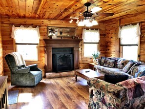 TV, fireplace, foosball