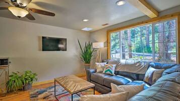 Smart TV, DVD player, books, stereo