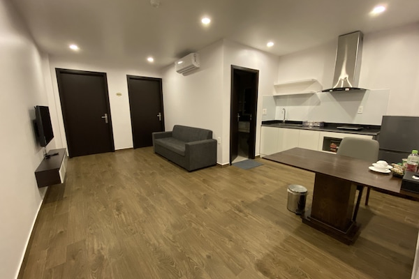 Apartamento, 2 quartos (Nova) | Cozinha privada | Geladeira, micro-ondas, chaleira elétrica