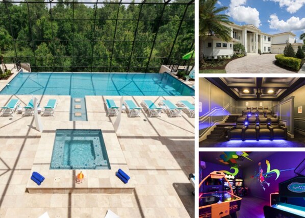 Outdoor pool - Beautiful Mansion With Private Pool, Close to Disney, Orlando Mansion 2907 (Kissimmee)