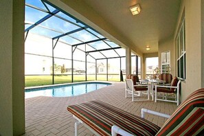 Outdoor pool, pool loungers