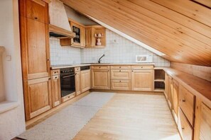 Condo | Private kitchen | Fridge, microwave, oven, stovetop - Appartment Moosbrugger (Bezau)