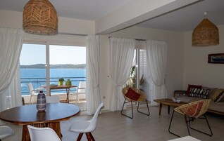 Deluxe Apartment, 2 Bedrooms, Sea View | Living area | Smart TV