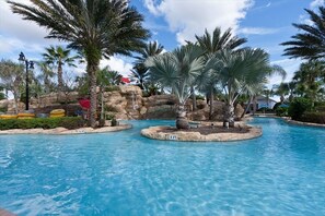 Outdoor pool - Luxury 3 Bedroom Condo on Reunion Resort, Orlando Condo 3482 (Kissimmee)