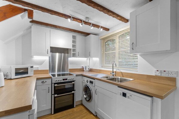 Fridge, microwave, oven, toaster