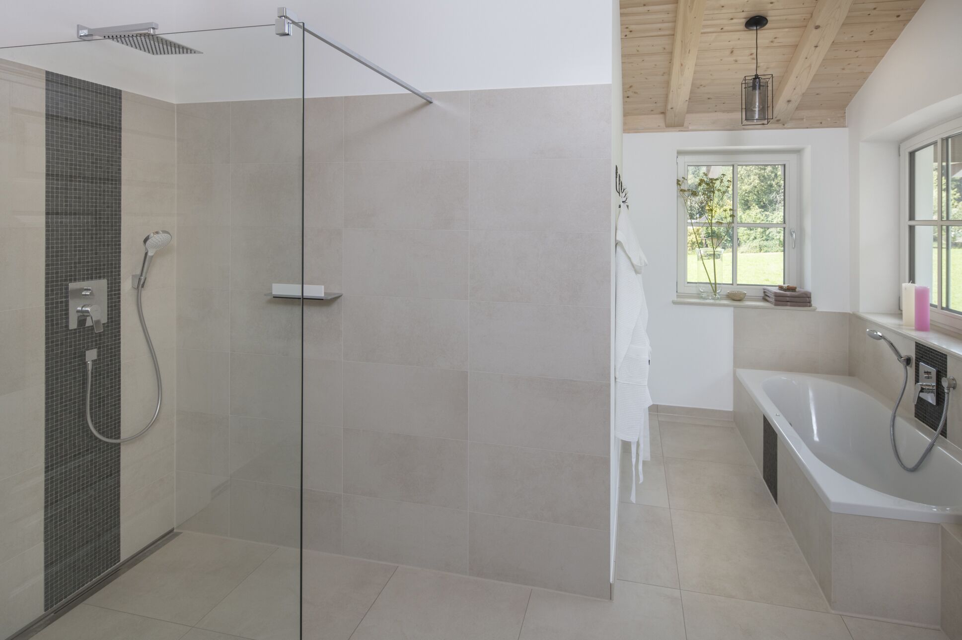 Exclusive Apartment, 2 Bedrooms, Mountain View | Bathroom | Deep soaking tub, rainfall showerhead, heated floors, towels