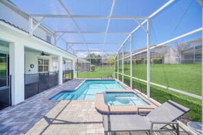 Outdoor pool - Family Friendly 8 Bed Game Spa Pool Home at Champions Gate Resort (Davenport)