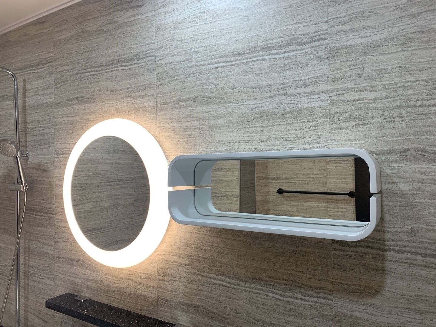 rainfall showerhead, free toiletries, hair dryer, dressing gowns