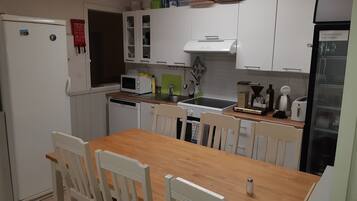 Shared fridge, microwave, highchair