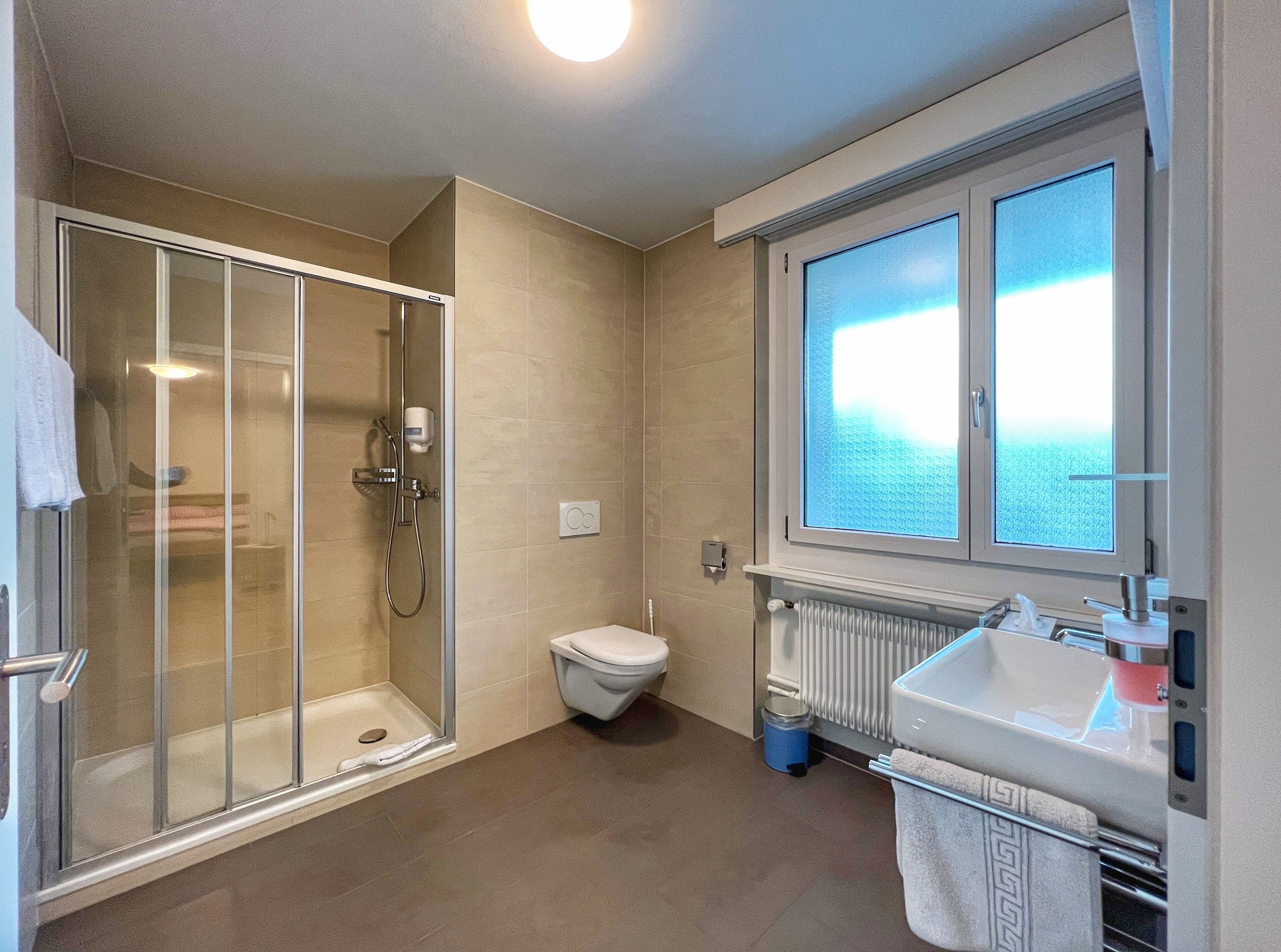 triple room | bathroom | shower, towels