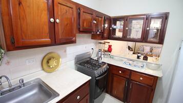 Family Double or Twin Room | Private kitchen | Fridge, blender, griddle, cookware/dishes/utensils