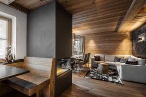 TV, fireplace, DVD player, books