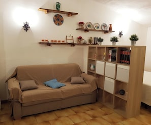Studio, Accessible, Smoking | Living area | Fireplace - Chalet in the Woods Nestled in the oak Forest in Monterosso Etneo (Aci Sant'Antonio)