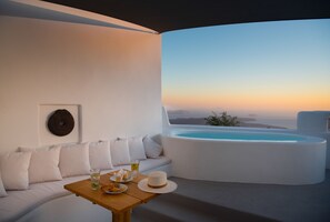Cave Design House, Hot Tub (Caldera View) | Courtyard view - Native Eco Villas (Santorini)