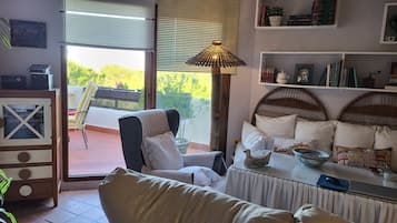 Een televisie en een open haard