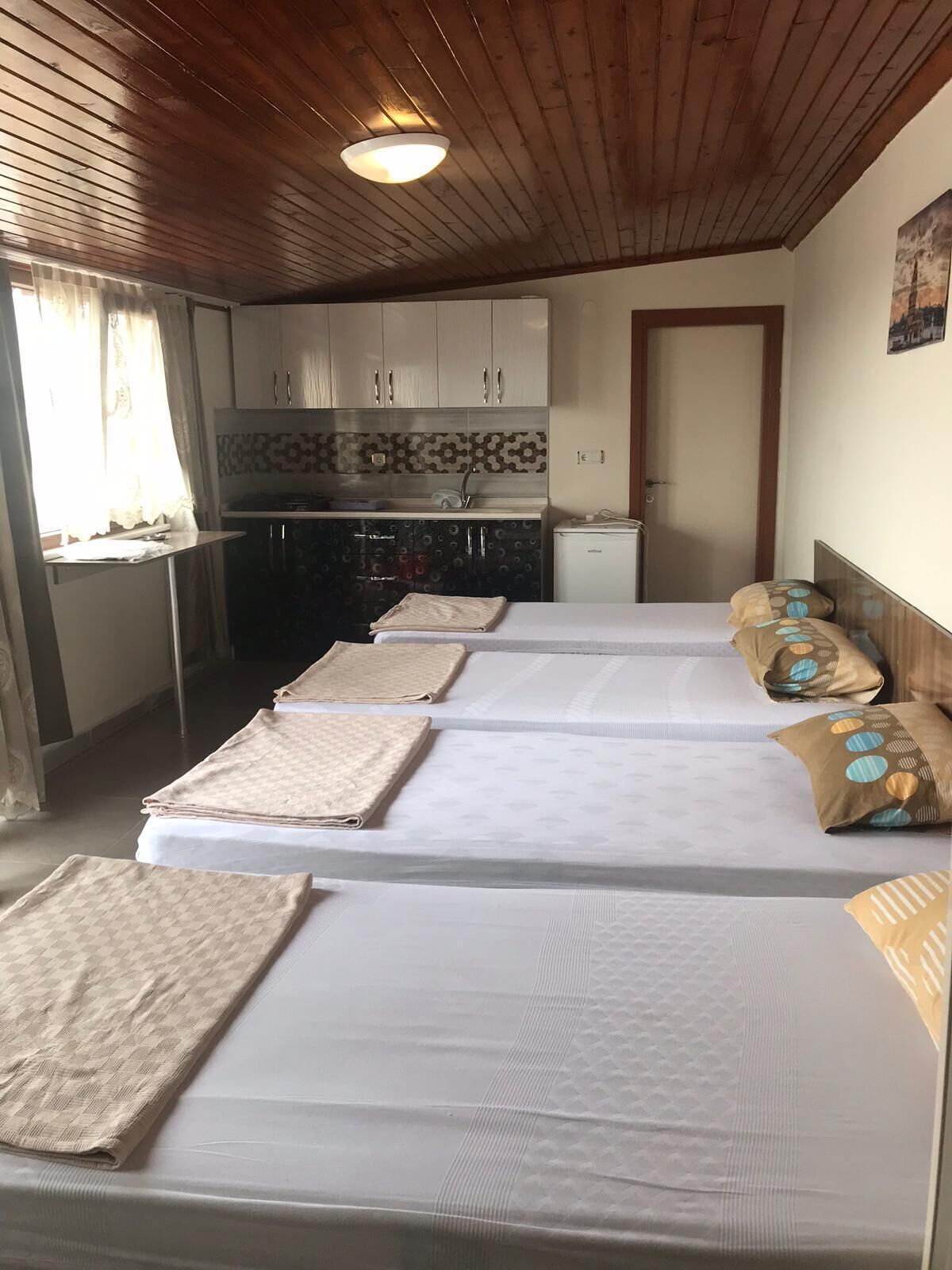 Desk, free WiFi, bed sheets