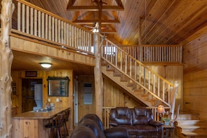 Smart TV, fireplace, video games, DVD player