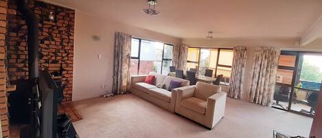 Televisión y chimenea