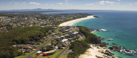 Beach nearby, sun loungers