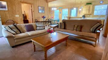 Smart TV, fireplace, DVD player