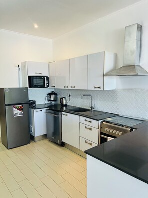 Business Apartment, 1 Bedroom, Sea View | Private kitchenette | Full-size fridge, microwave, oven, dishwasher