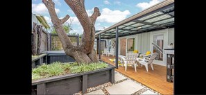 Outdoor dining - Beachy Bach - With Brand New Spa Pool! (Foxton Beach)