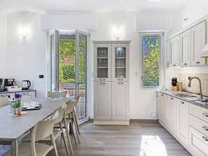 Microwave, oven, dishwasher, high chair