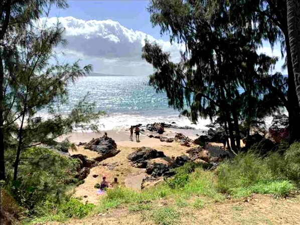 Beach nearby, sun loungers, beach towels