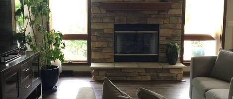 Flat-screen TV, DVD player