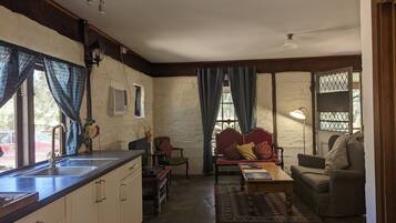 TV, fireplace, DVD player, books