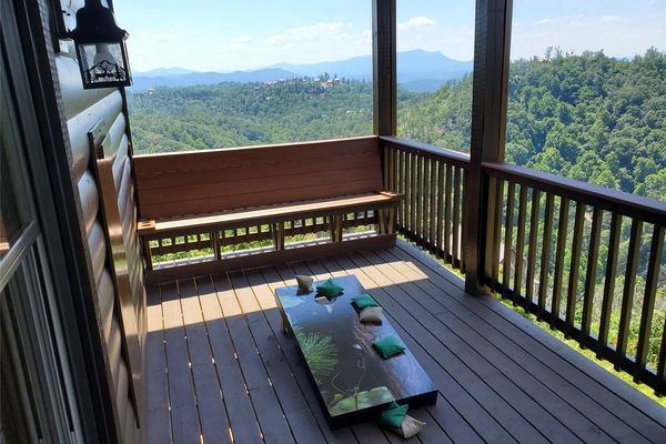 Enjoy Cornhole and a View on the Covered Lower Deck!