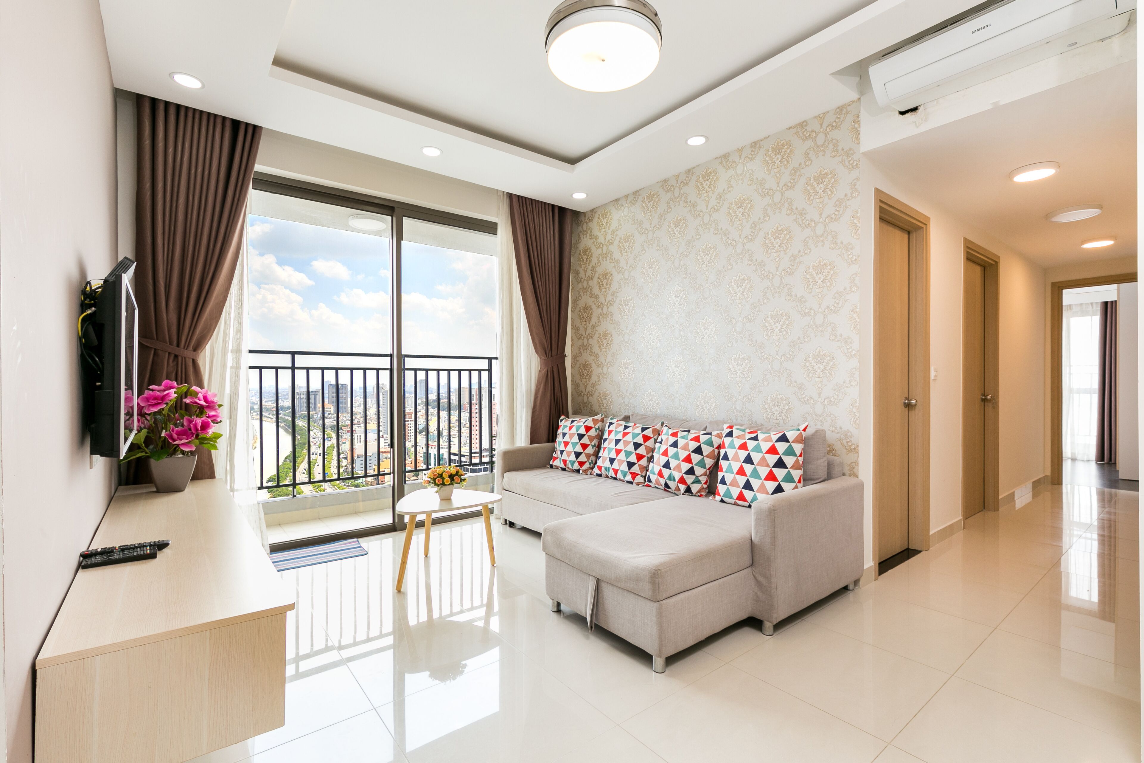 Luxury Apartment, 3 Bedrooms | Living area | 45-inch Smart TV with digital channels, TV, pay movies