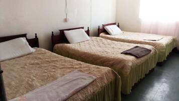 Desk, free WiFi, bed sheets