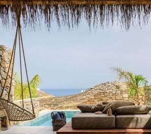 Deluxe Rock Suite with sea view and private pool | Terrace/patio - Charisma Hotel and Wellness Suites (Mykonos)