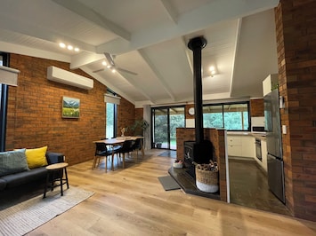 Enjoy an open plan setting with a wood heater for great ambience 