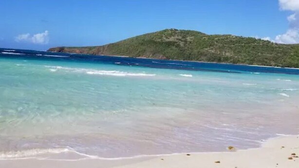 A beach with clear turquoise water, a sandy shore, and a green hill in the background. - Little Blue Shack
Check-in 9:00 am
Check-out 4:00 pm (Culebra)