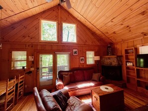 TV connectée, cheminée, lecteur de DVD