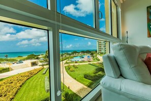 Interior - White Modern Getaway - Oceanfront Apt. Blue-331 (Eagle Beach)