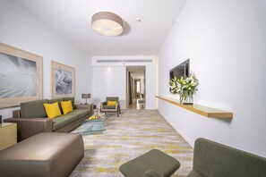 Presidential Suite, Sea View | Living area | 32-inch flat-screen TV with satellite channels - Dana Rayhaan by Rotana (Dammam)