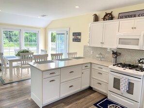 Fridge, microwave, oven, stovetop - Luxury West Dennis Rental w/Central Air and Walk to Beach (Dennis)